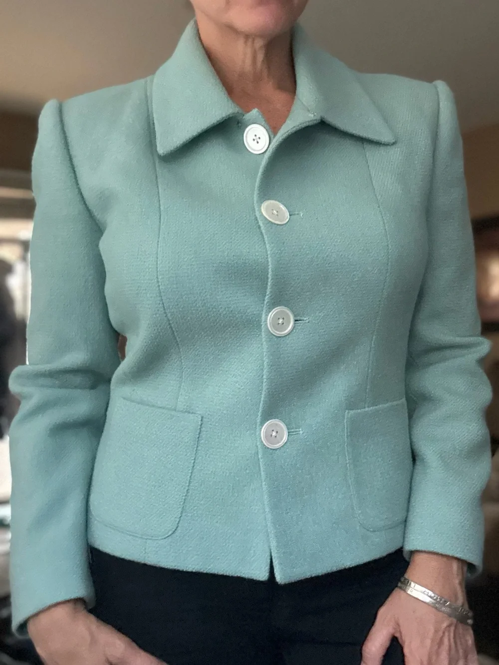 Ralph Lauren Purple Label Women's Mint Tailored Button-Front Blazer Size 8 - Picture 16 of 16